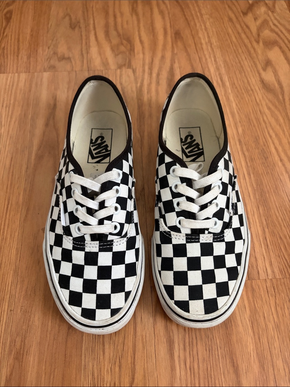 Vans Checkerboard Lace-Up Sneakers in Black and White